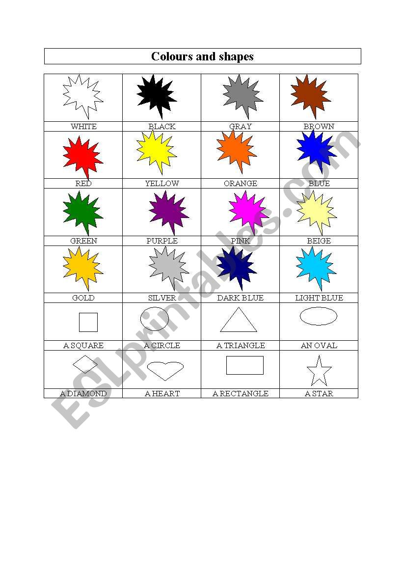 colours and shapes worksheet