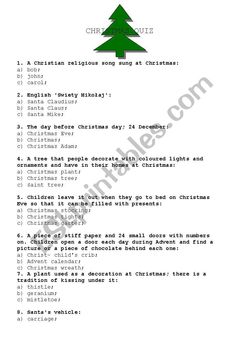 Christmas Quiz worksheet