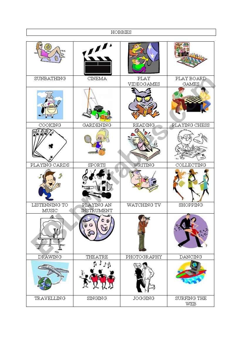 HOBBIES Part 1 worksheet