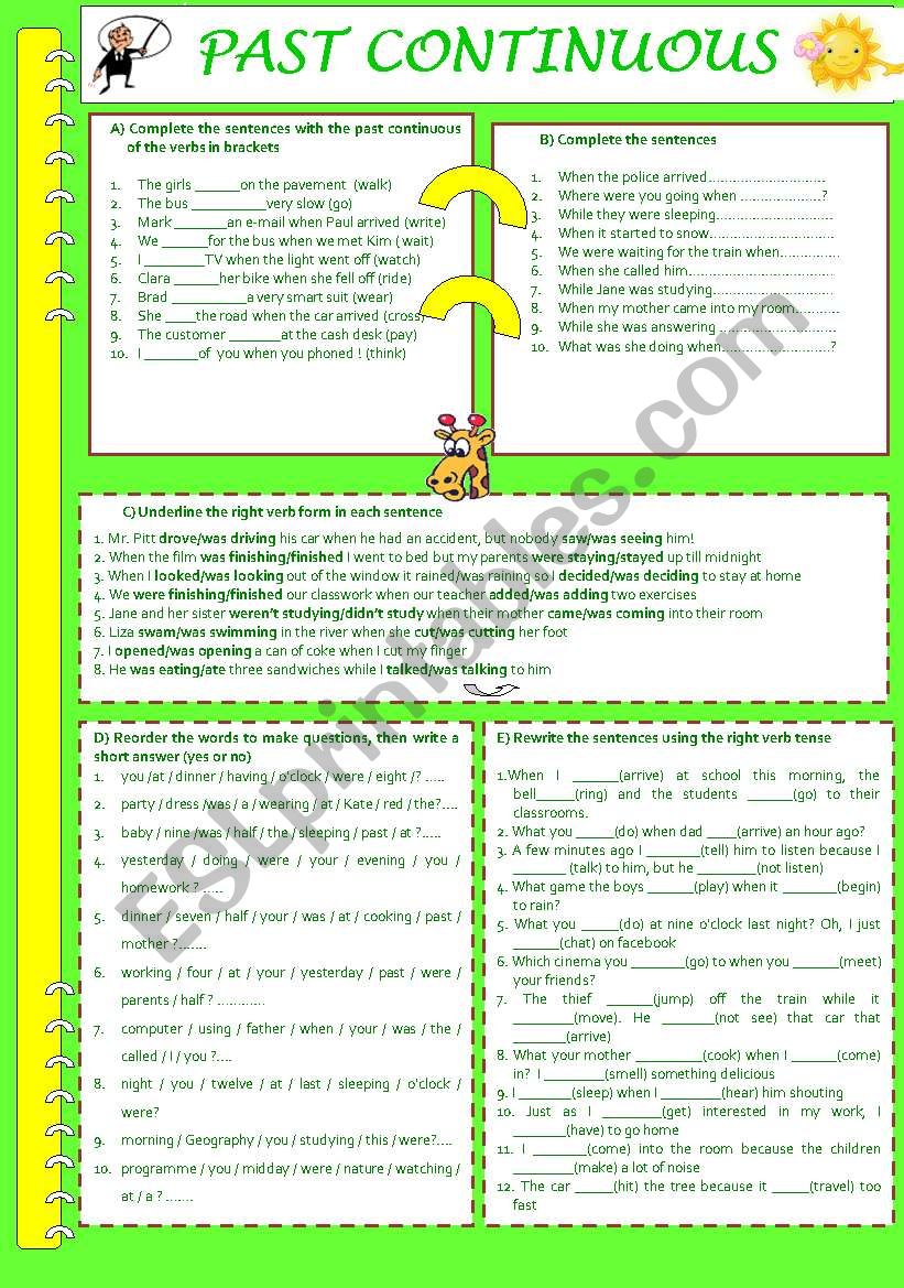 PAST CONTINUOUS worksheet