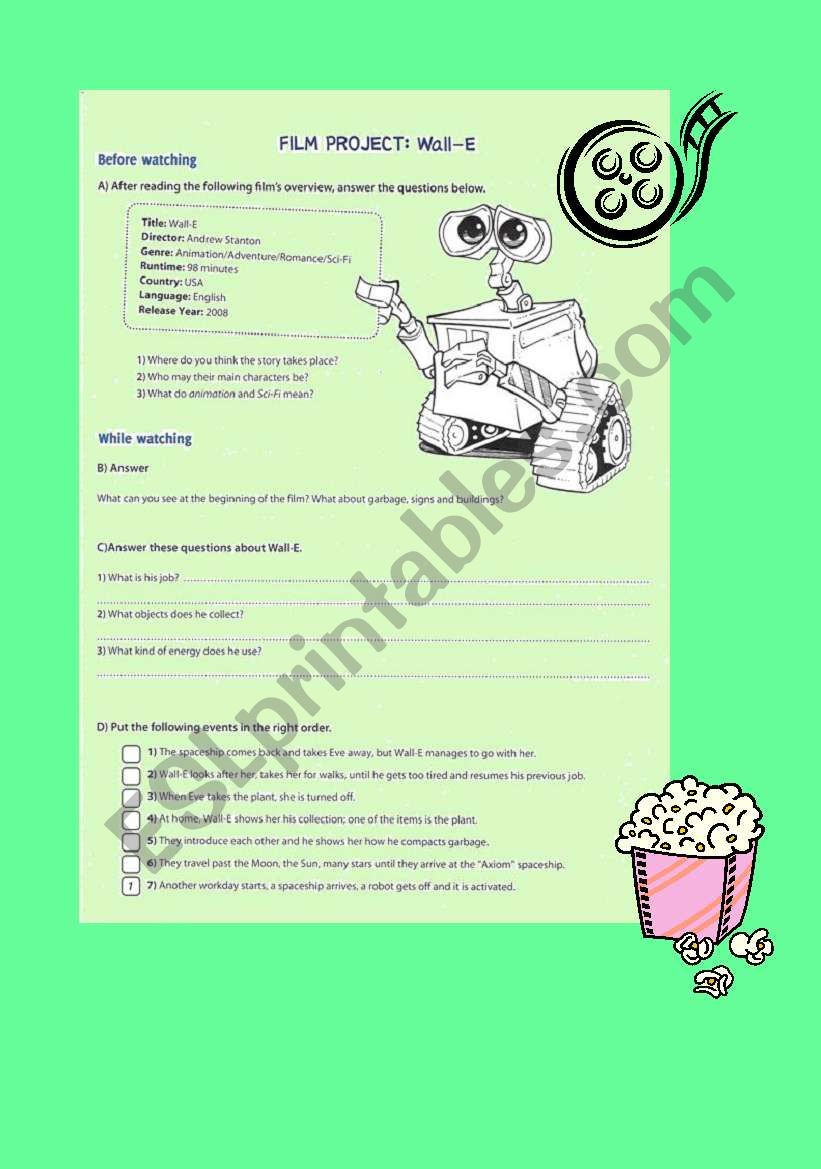WALL - E  worksheet