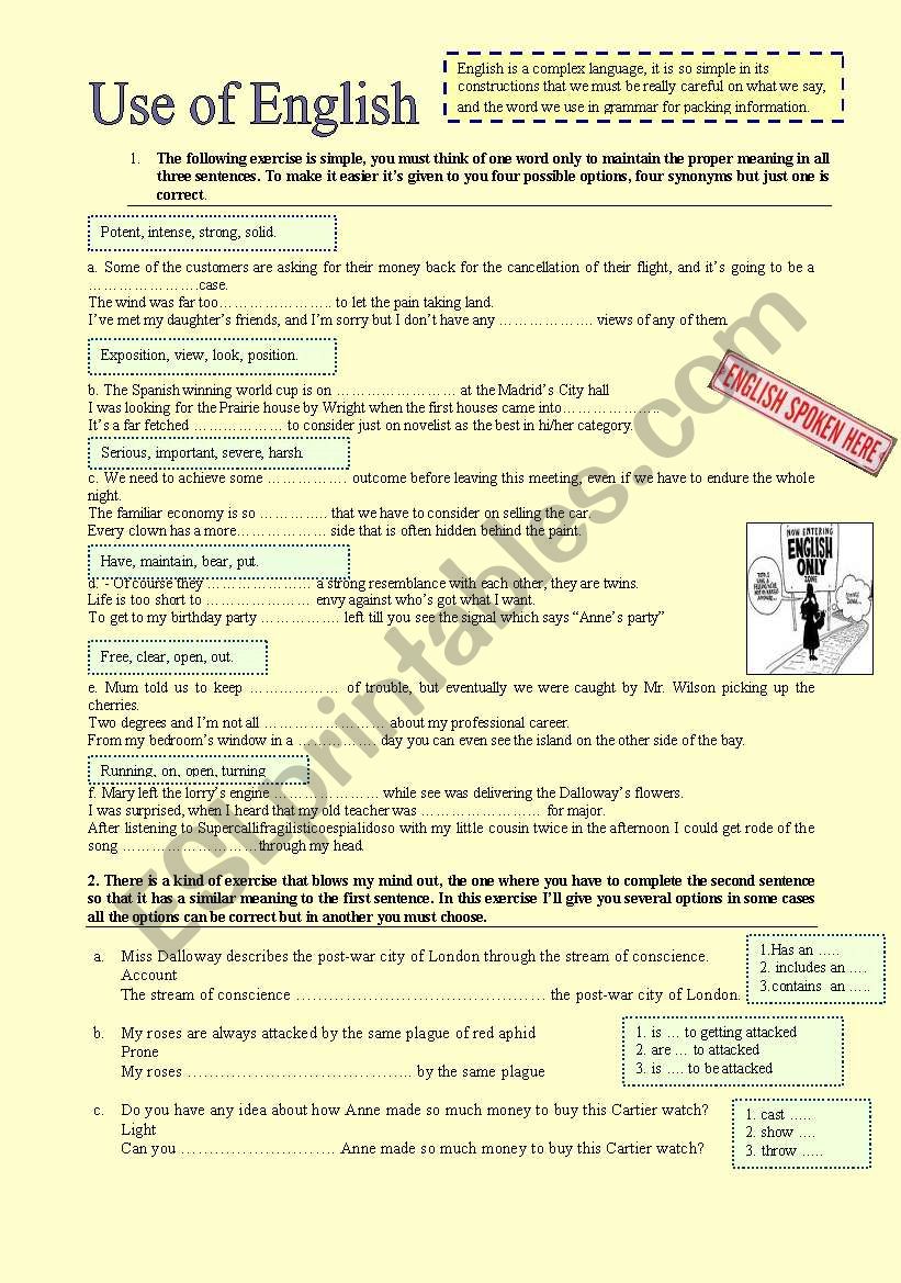 Use of English. Practise for proficiency test.