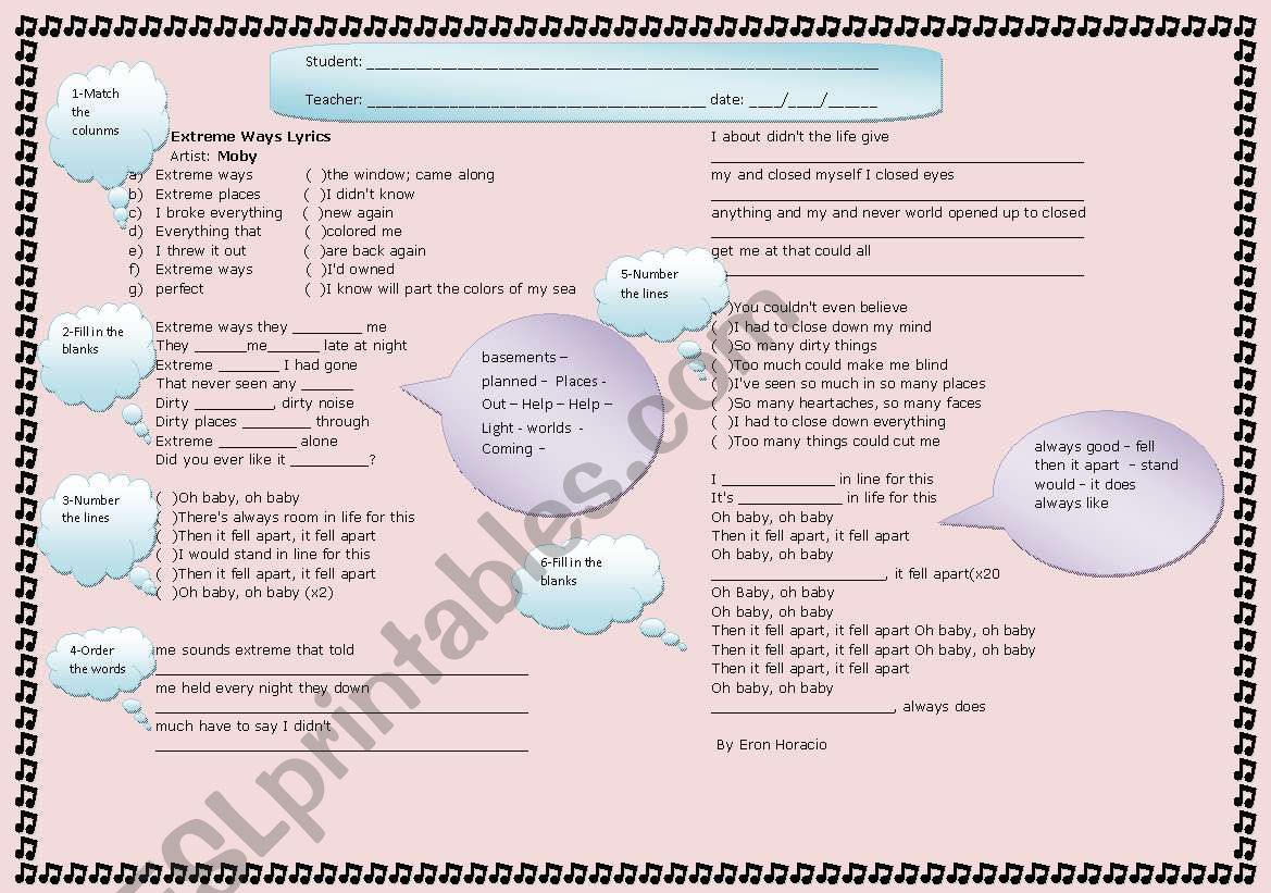 Bourne identity song activity worksheet