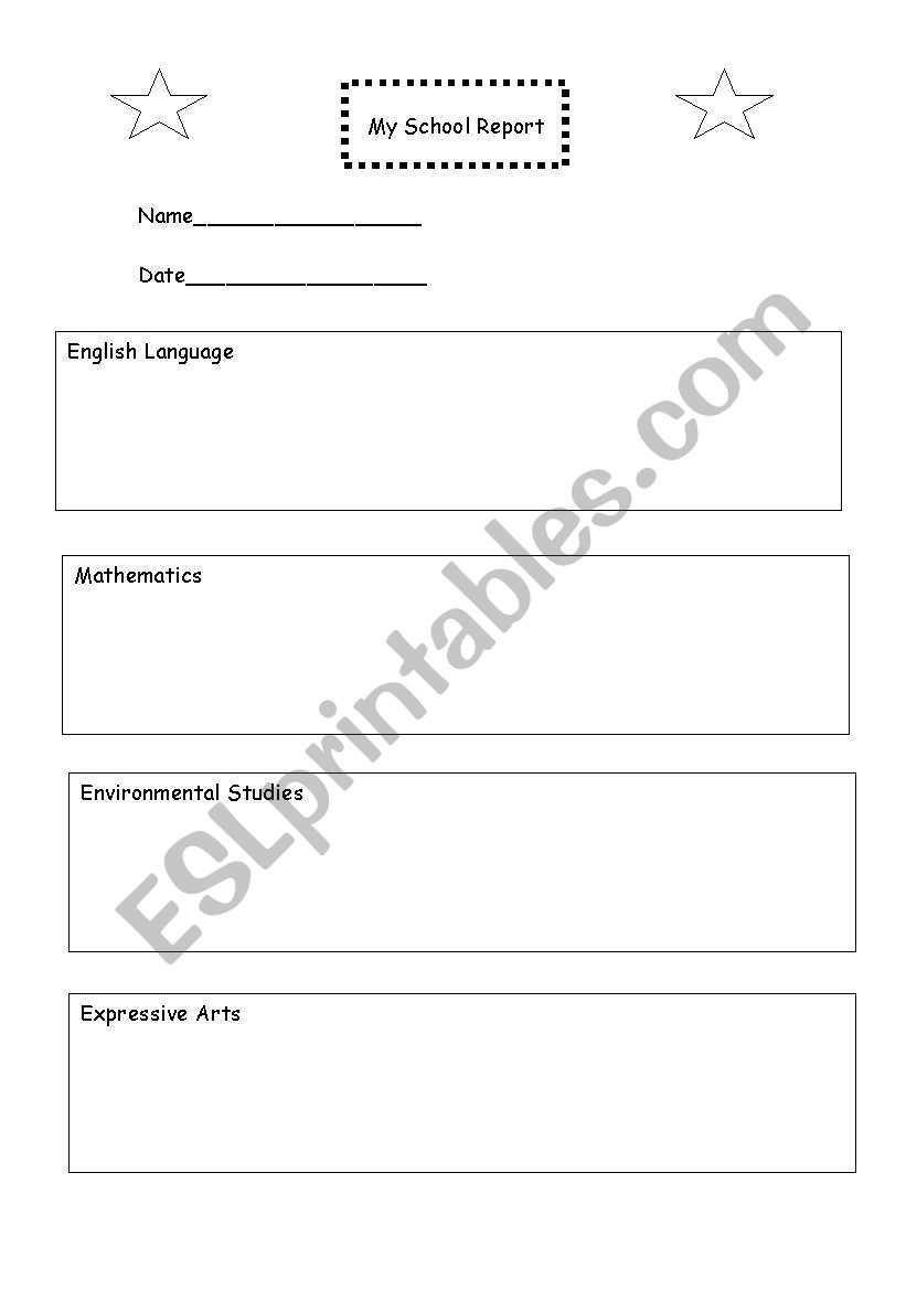 My School Report worksheet