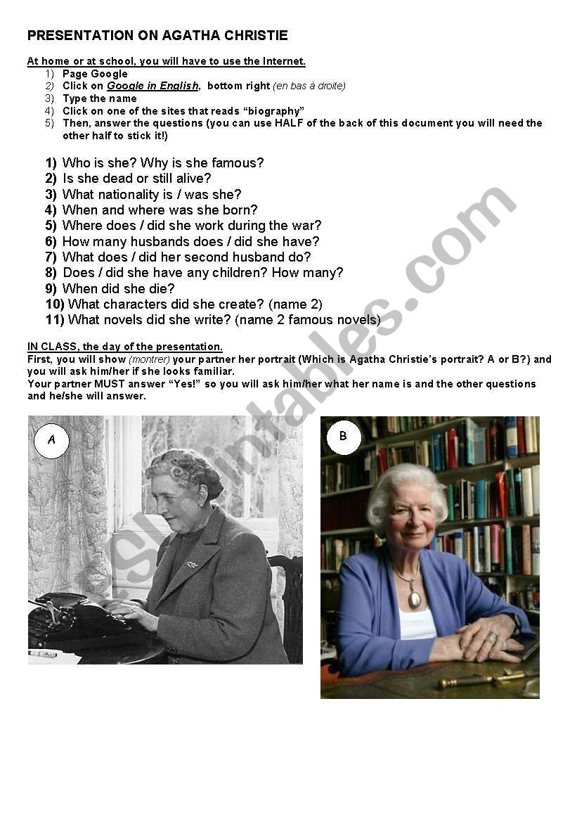 agatha christie worksheet