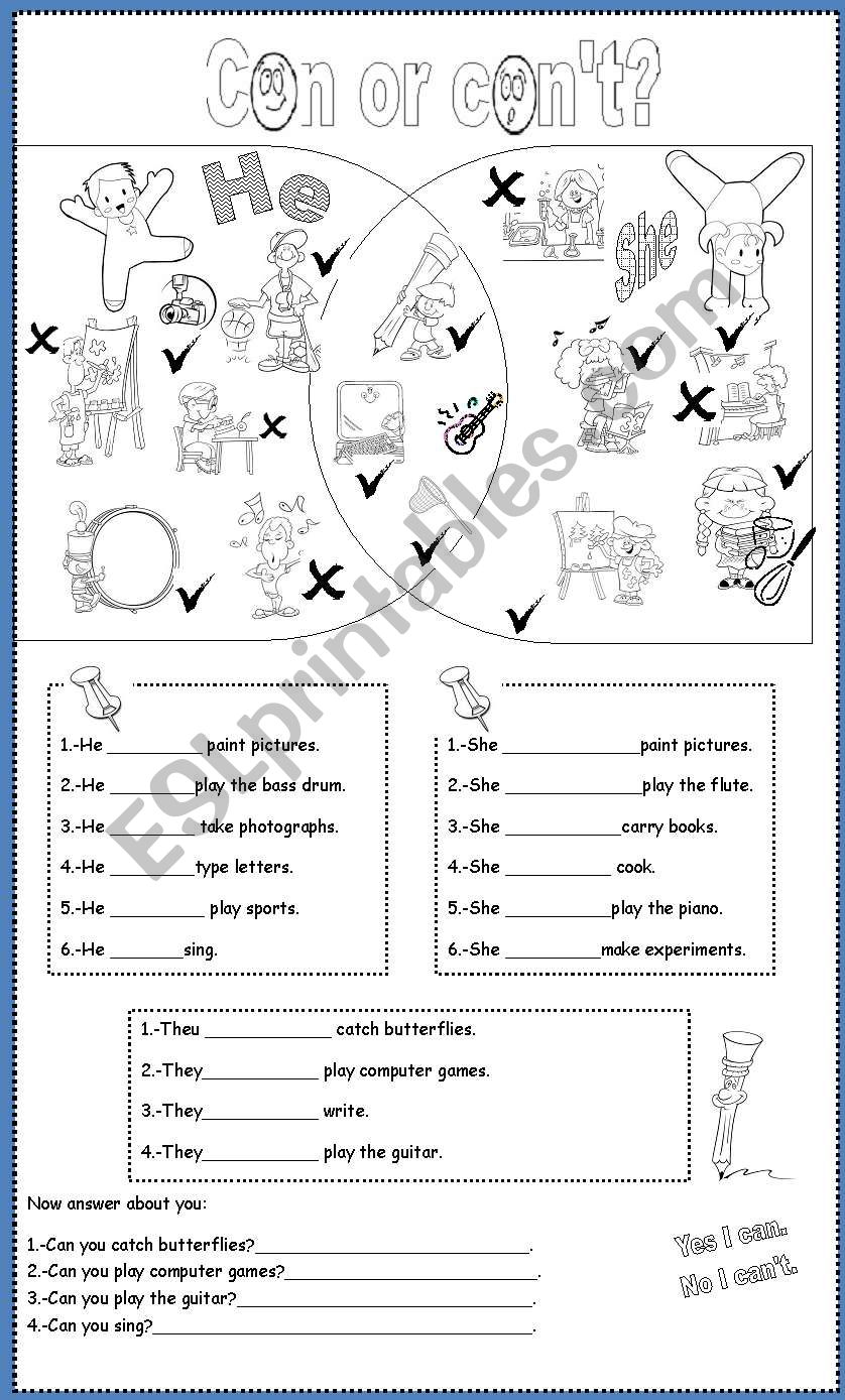 Can or cant worksheet