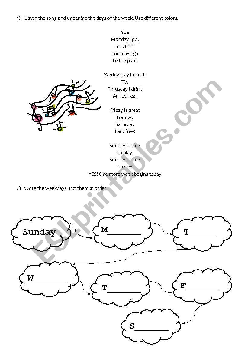 Weekdays worksheet