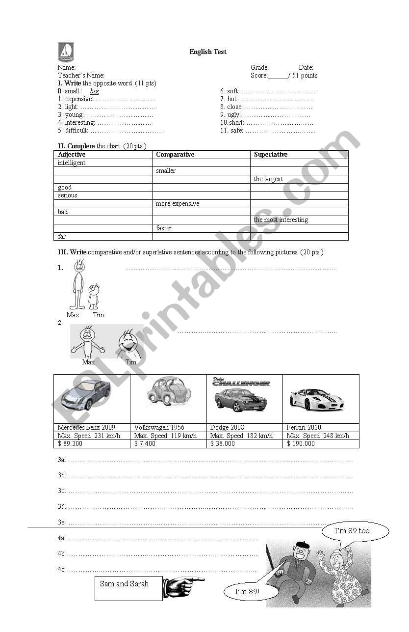 Comparative Superlative worksheet