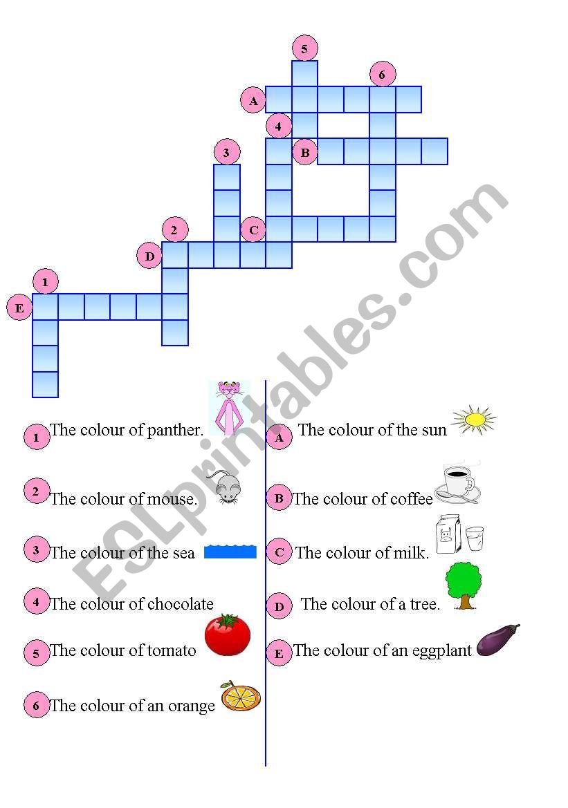 colours crossword worksheet