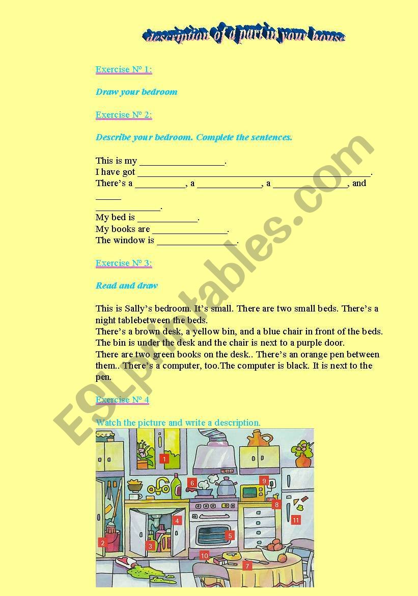 description of the house worksheet