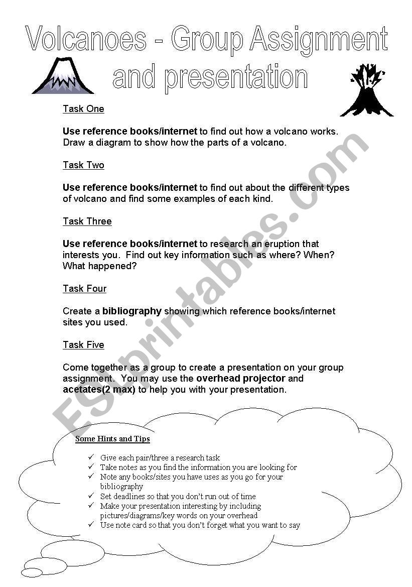 Volcanoes - Group assignment worksheet