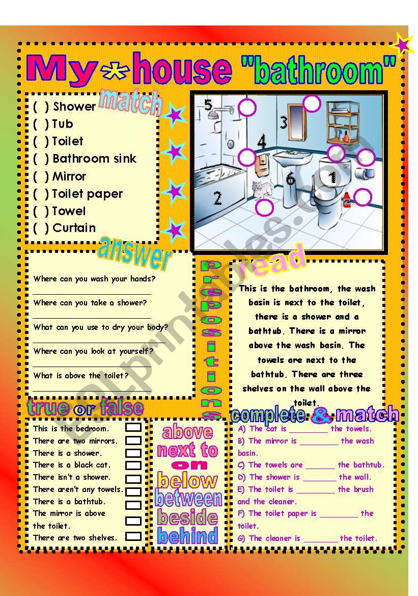 My house-bathroom worksheet