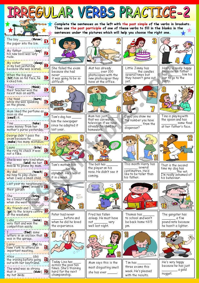 IRREGULAR VERBS PRACTICE -2- (B&W VERSION + KEY INCLUDED)