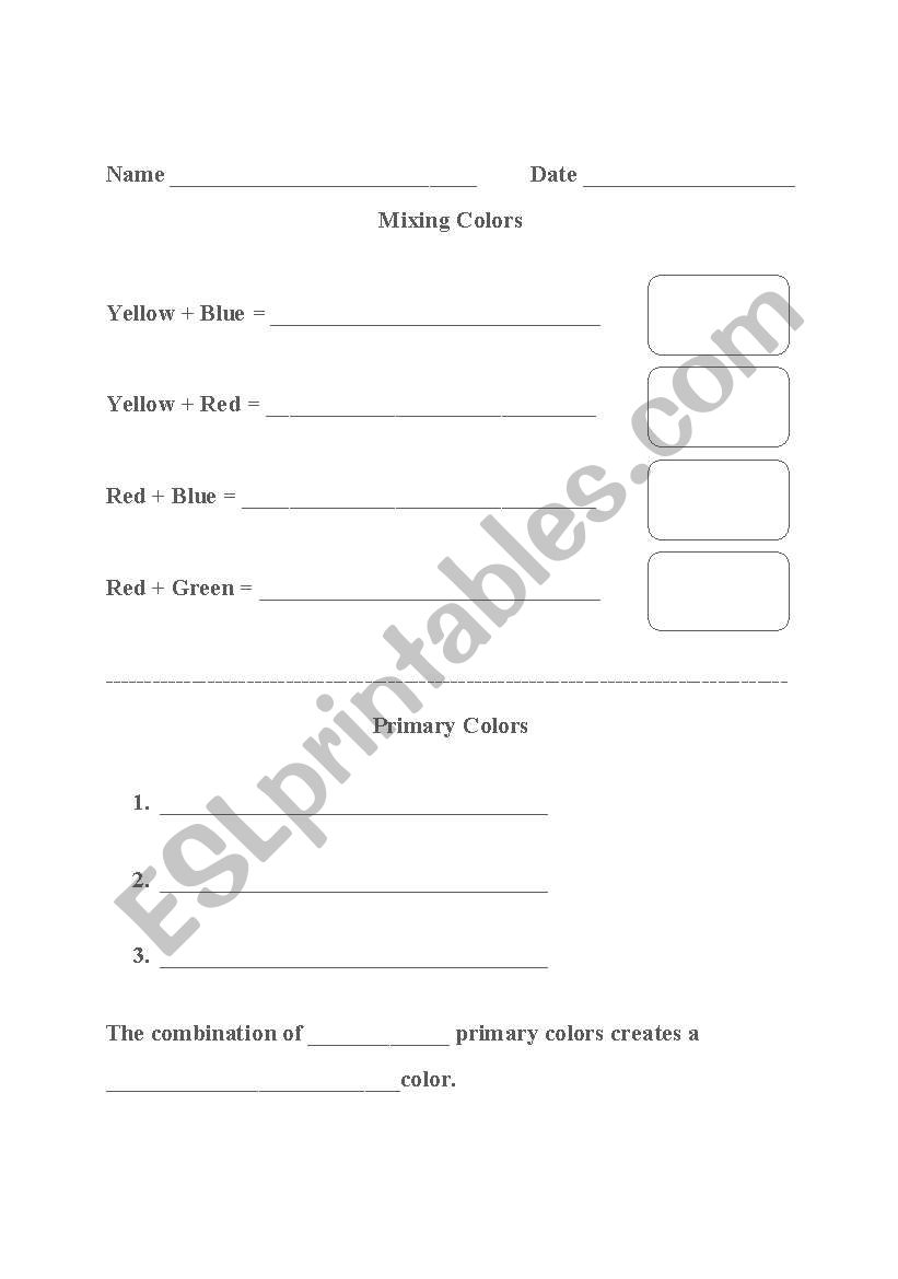 Colors worksheet