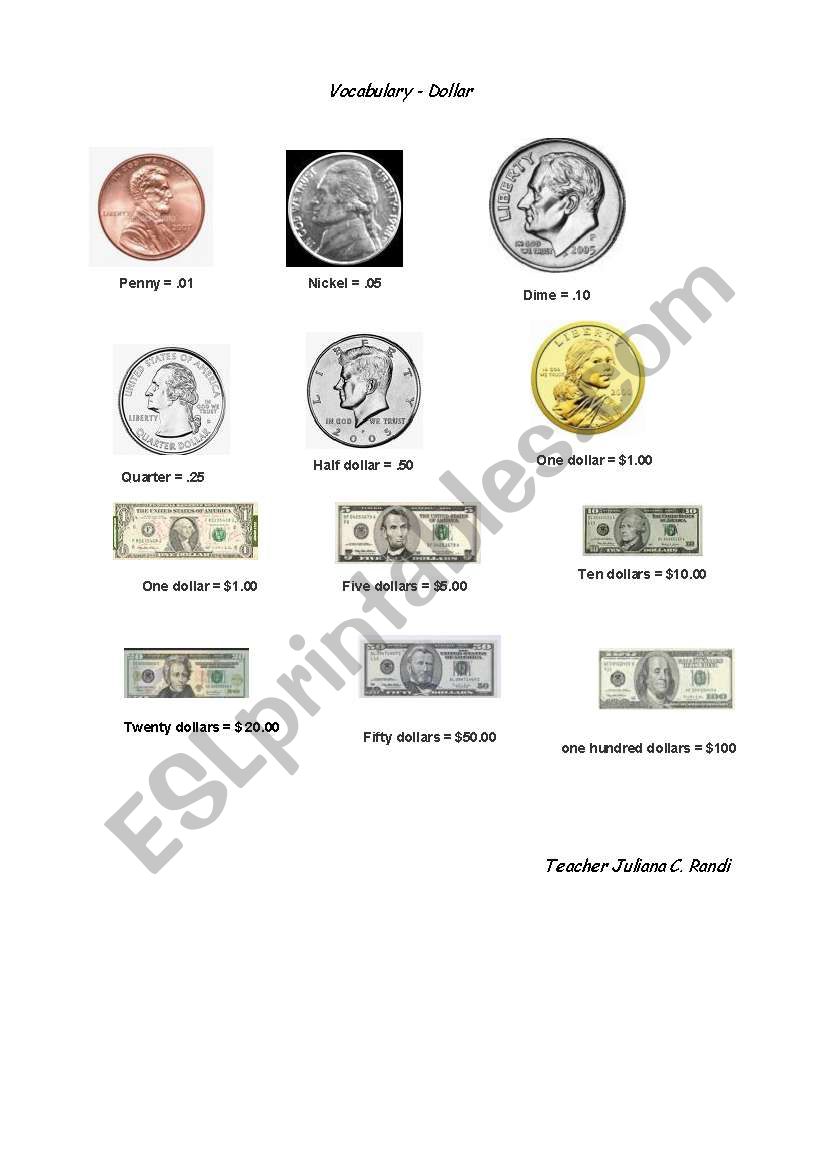 cents to dollars worksheet