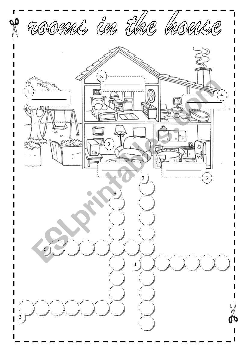 Rooms in the House- Crossword + Key