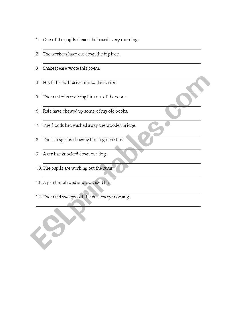 passive voive worksheet