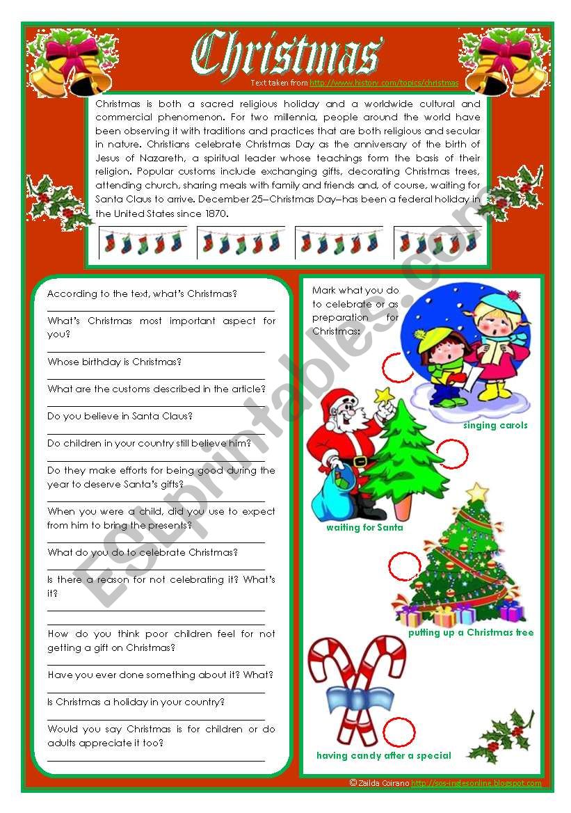 Christmas - reading and vocabulary ***editable