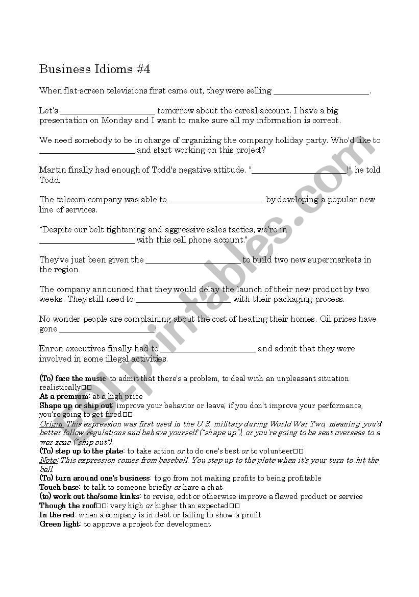 business idioms & expressions.