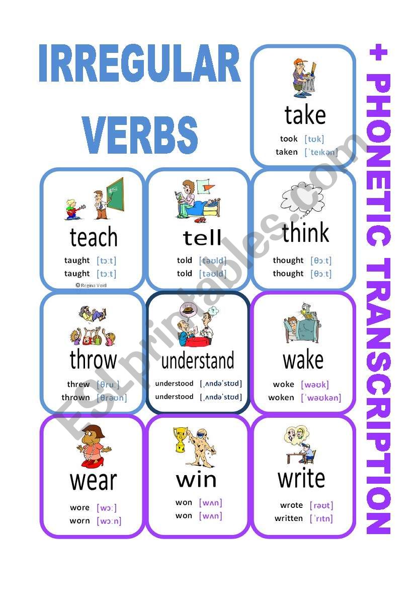 Set8: Irregular verbs cards + phonetic transcription