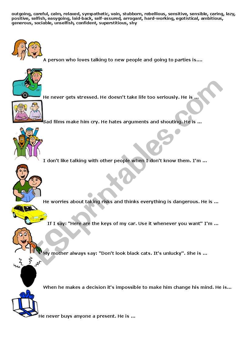 Adjectives worksheet