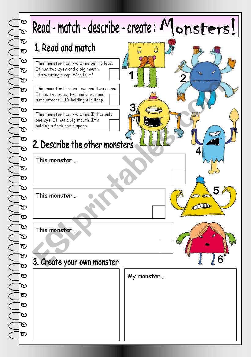 Read - Match - Describe - Create: MONSTERS (1)