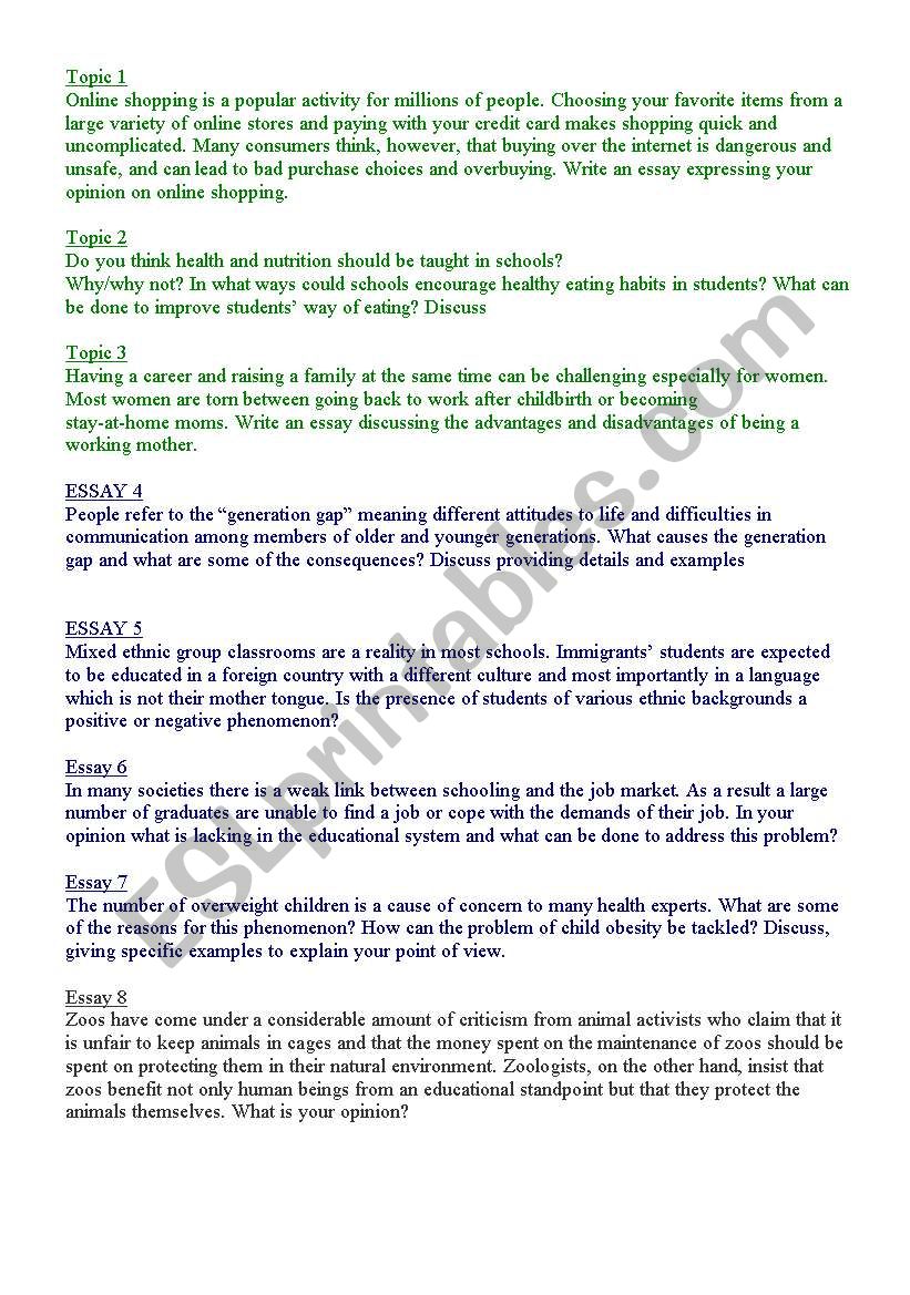 ecpe 8 composition topics worksheet