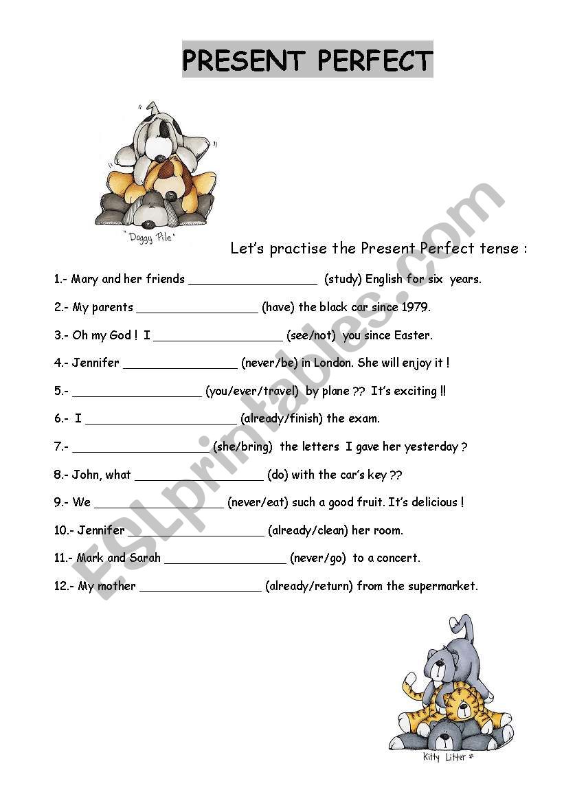 present perfect worksheet