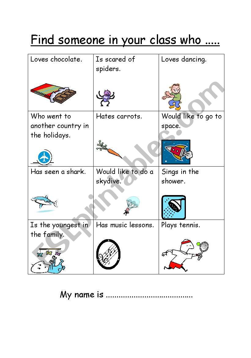Find Someone Who.... worksheet