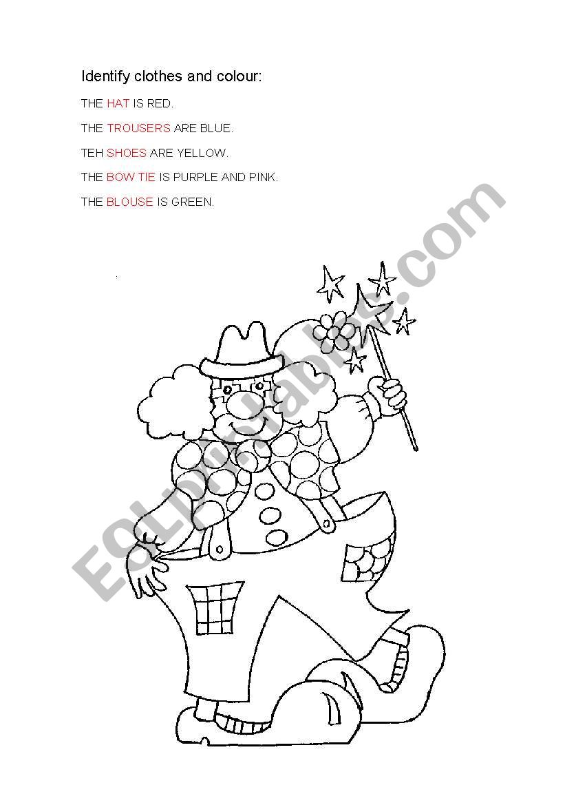 READ AND COLOUR worksheet