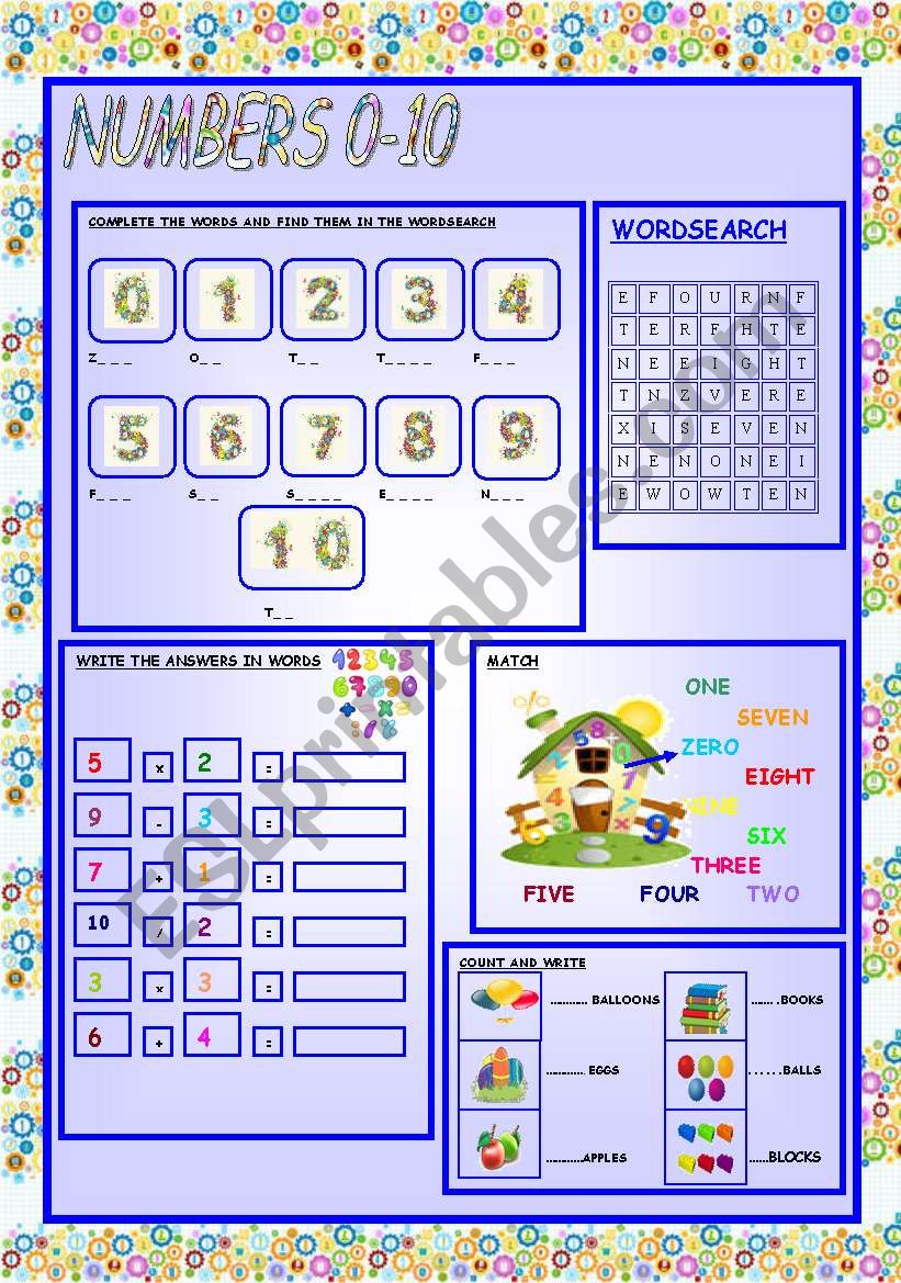 NUMBERS 0-10 worksheet