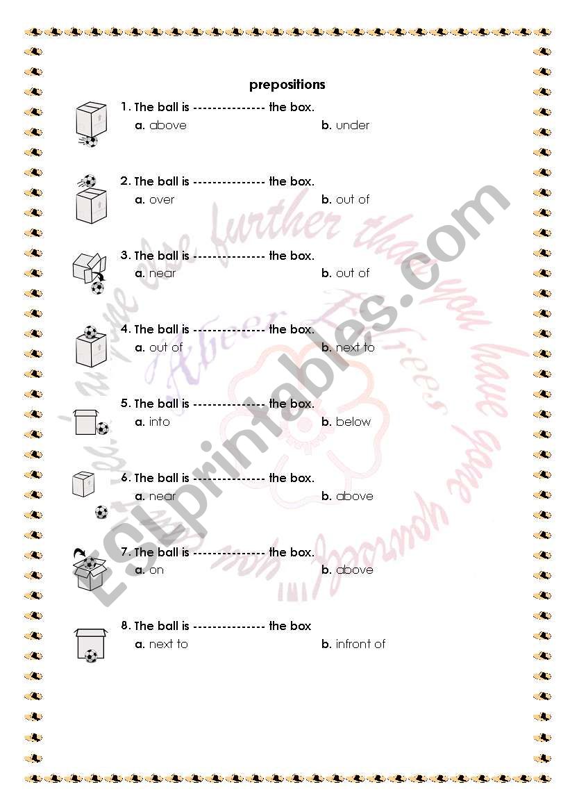 prepositions of place worksheet