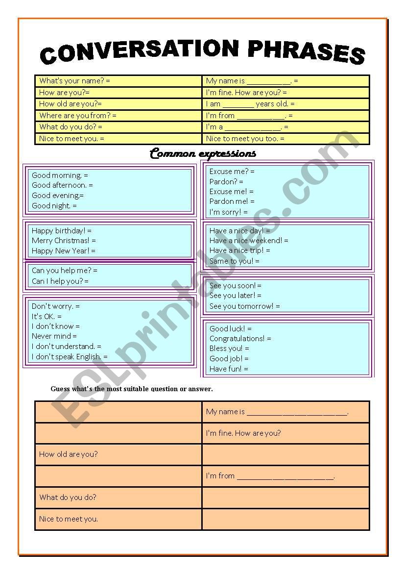 Conversation Phrases worksheet