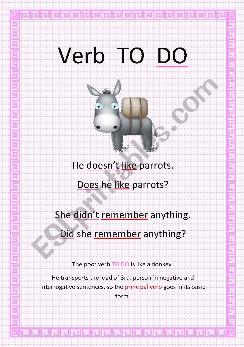 Verb TO DO - joking poster worksheet