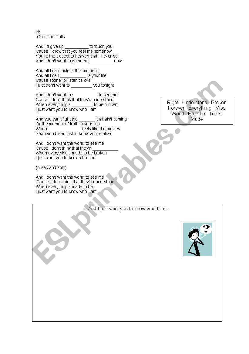 Song describing people worksheet