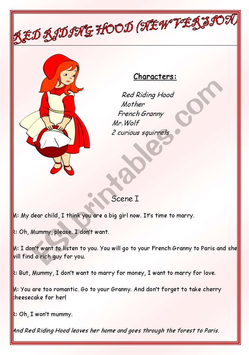 Script:  Red Riding Hood worksheet