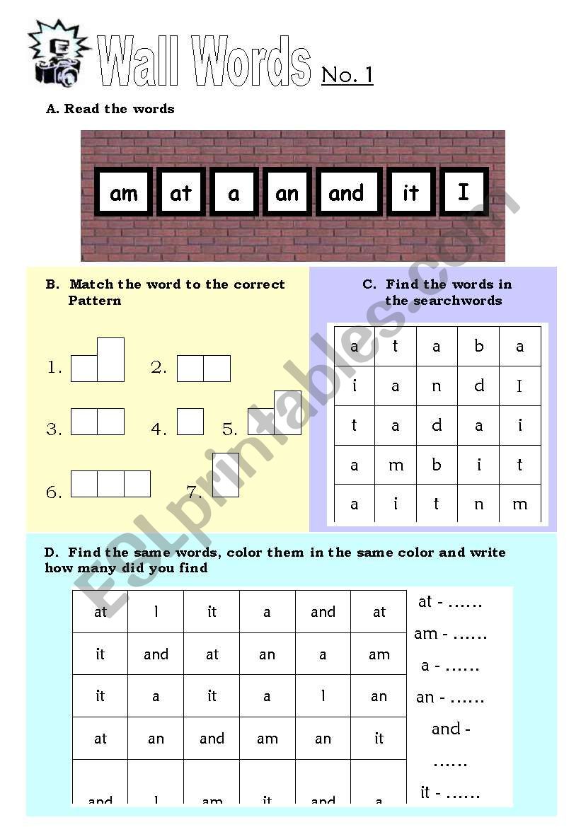 wall words worksheet