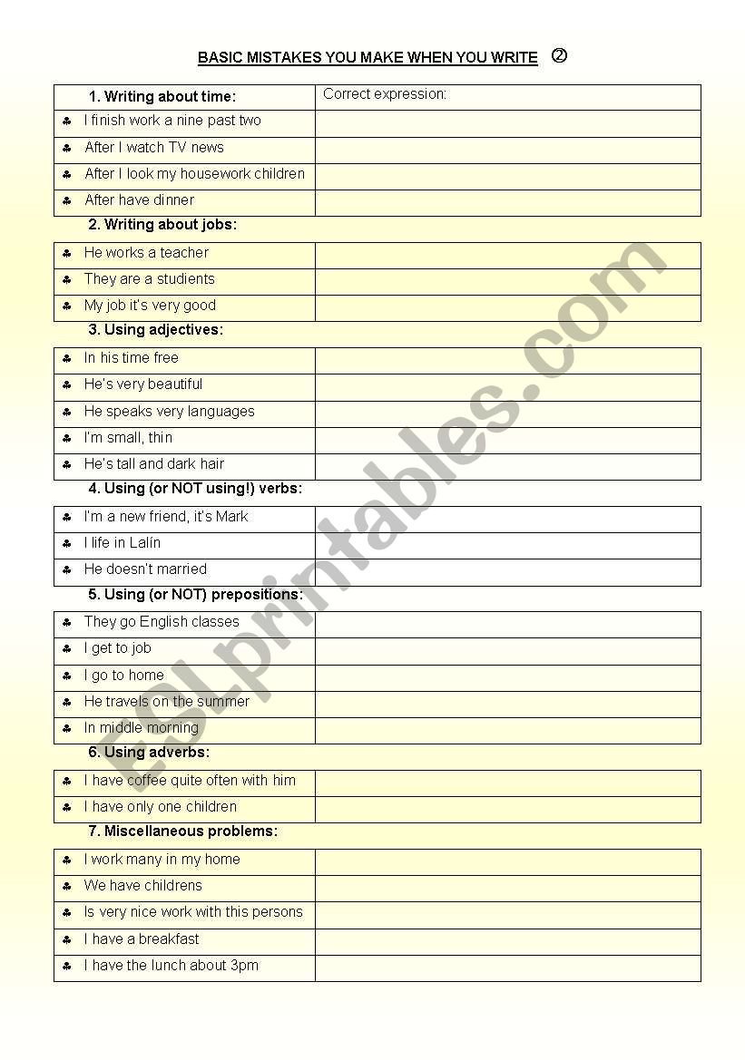 Basic level writing mistakes 2