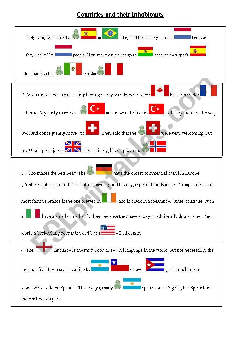 people and countries worksheet