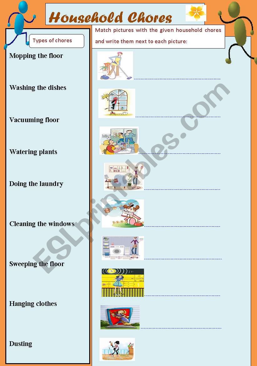 household chores worksheet