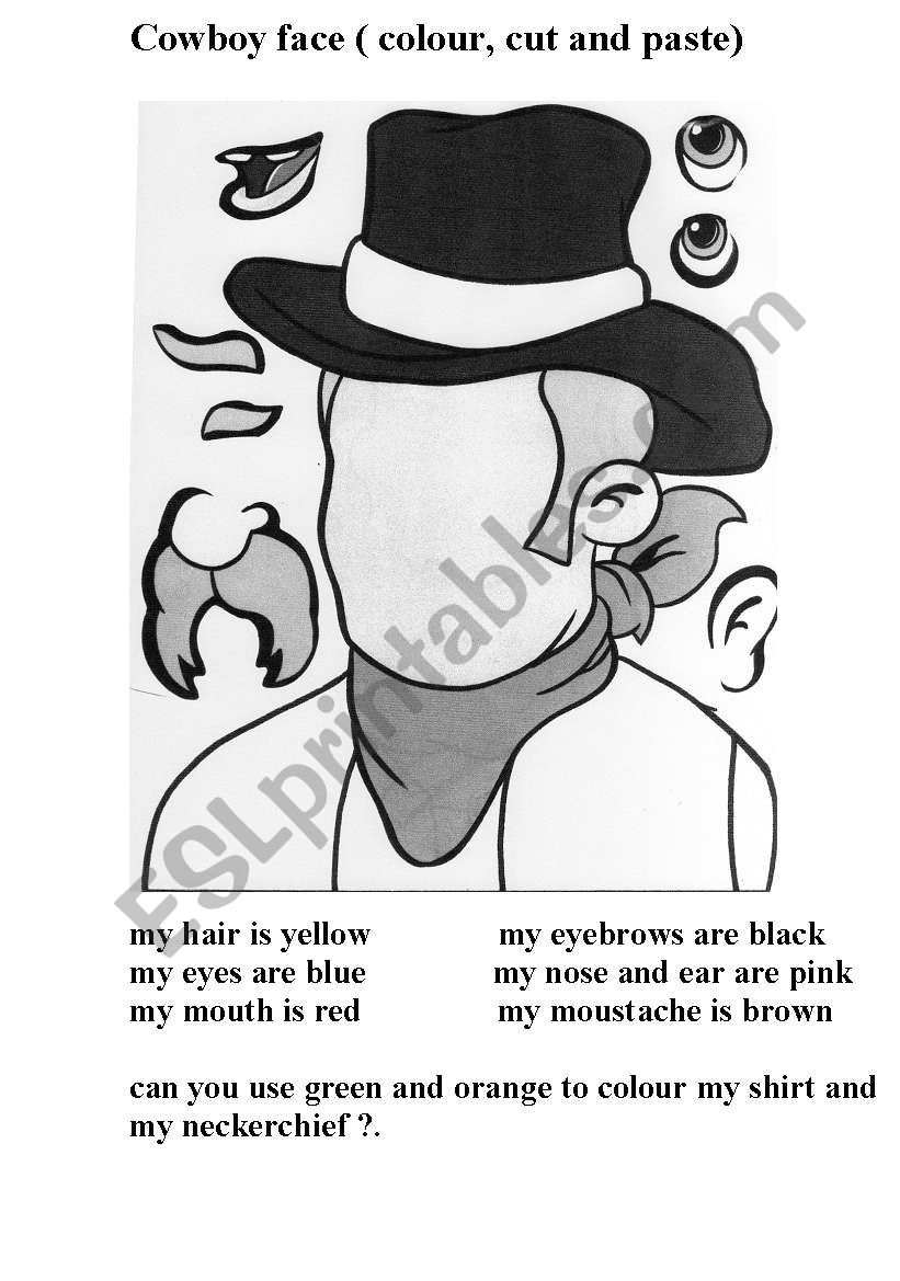 cowboy face worksheet