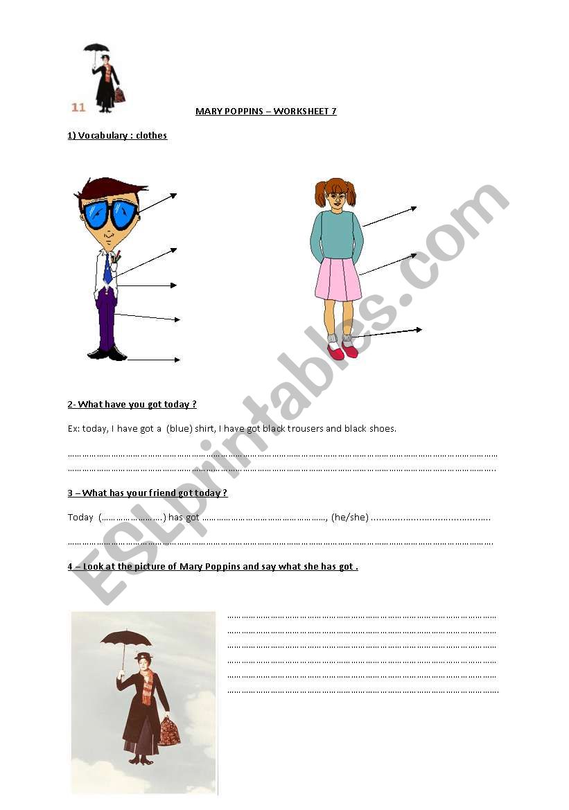 English worksheets: Mary Poppins worksheet n°5