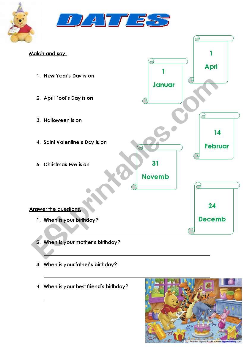 Dates  worksheet