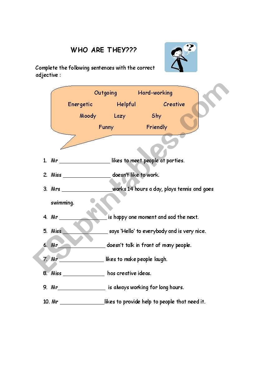 Who are they? worksheet