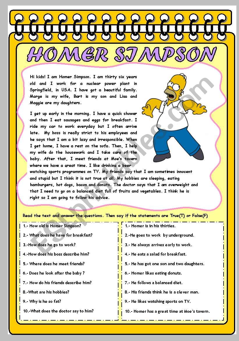 HOMER SIMPSONS: PROFILE AND ROUTINES