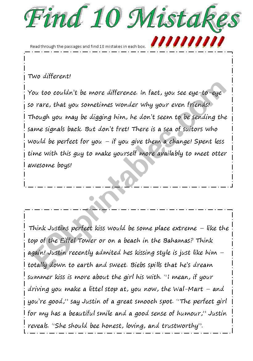 Find 10 Mistakes 2 (2pgs + 2pgs key)