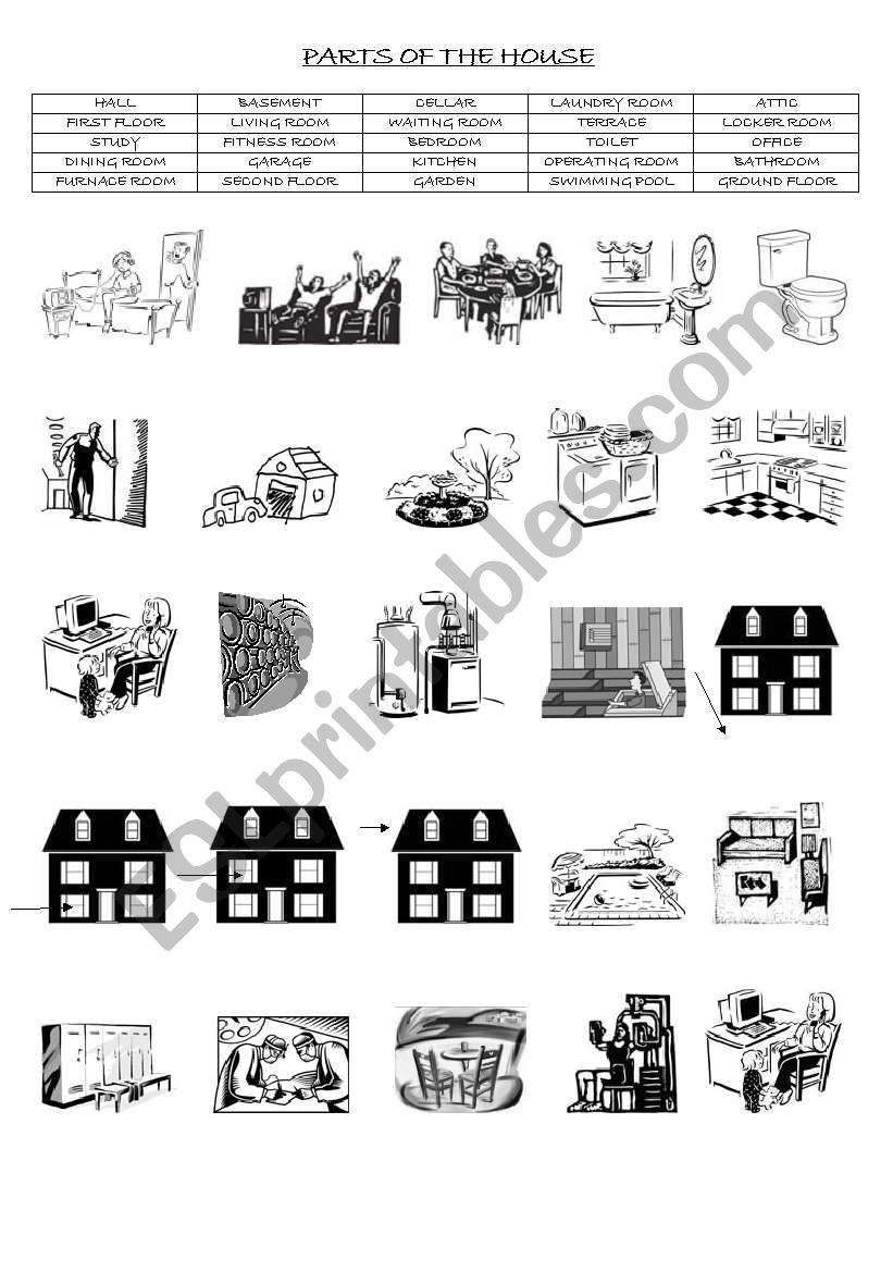 PARTS OF THE HOUSE worksheet