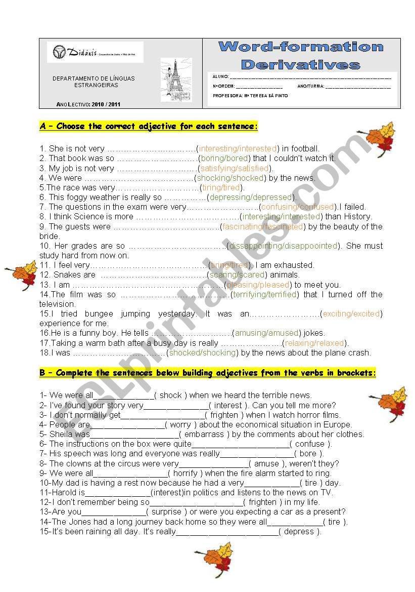 Word formation - derivatives worksheet