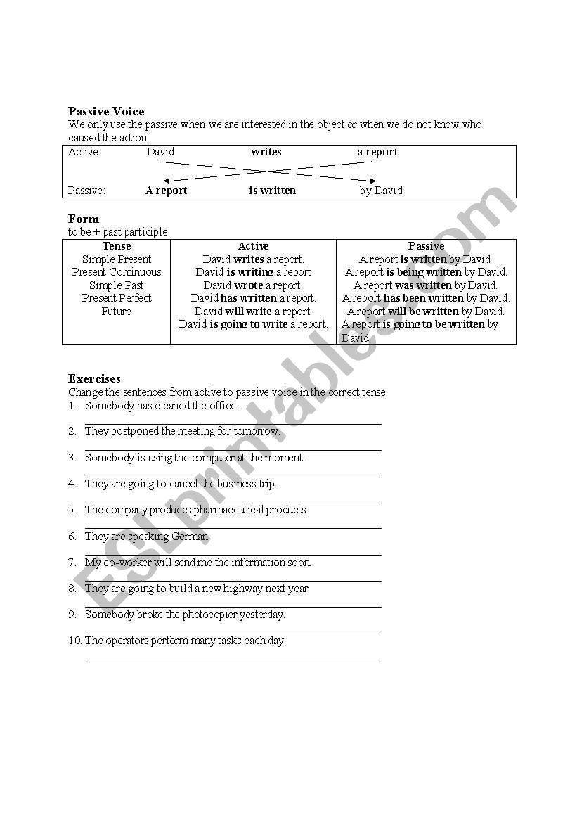 Passive Voice worksheet