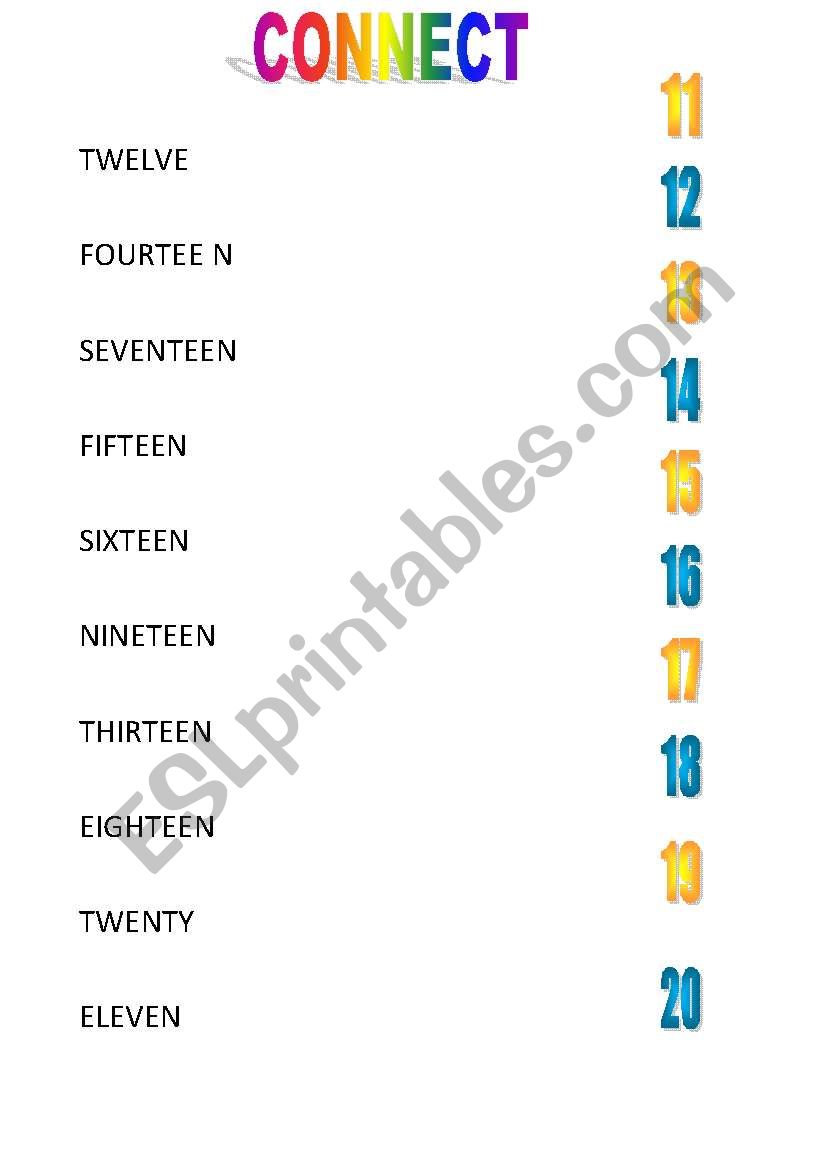 numbers (11-20) worksheet